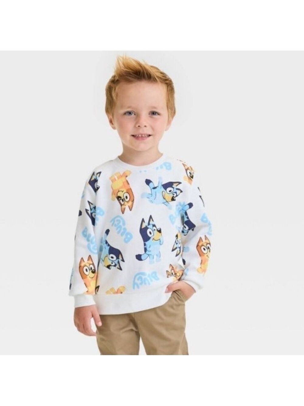 Moose Bluey Bingo Long Toddler Boys Sleeve Pullover Sweatshirt White 2T - Picture 4 of 13